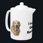 Golden Retriever dog photo portrait Teapot<br><div class="desc">A beautiful cute Golden Retriever dog photo portrait, for animal and pet lovers and dog owners, easily change the background color from a over 200 customizable colors, and easily personalized with your own text, for your working dog, or kennel. You can even change the photograph for one of your own...</div>