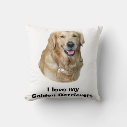 Golden Retriever dog photo portrait Throw Pillow