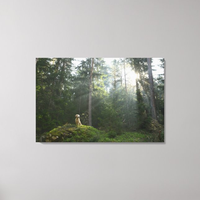 Golden Retriever Dog | Pine Woodland Canvas Print (Front)