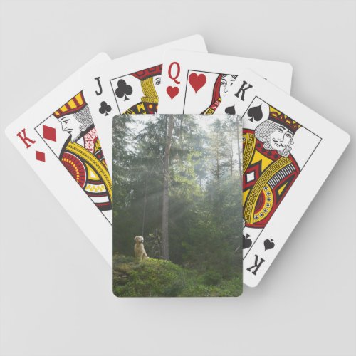 Golden Retriever Dog  Pine Woodland Playing Cards