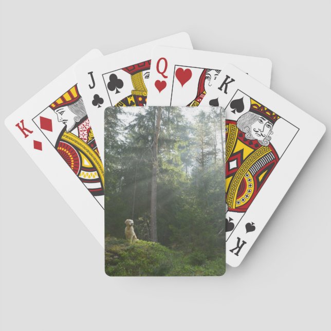 Golden Retriever Dog | Pine Woodland Poker Cards (Back)