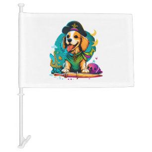 Golden Retriever Dog Pirate   Car Flag