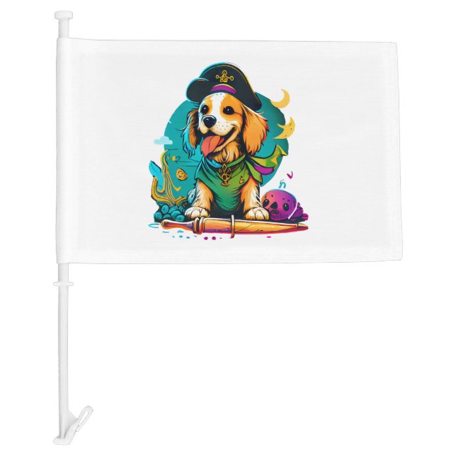 Golden Retriever Dog Pirate   Car Flag (Front)