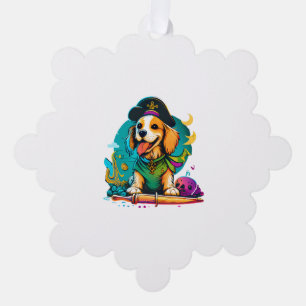 Golden Retriever Dog Pirate Ornament Card