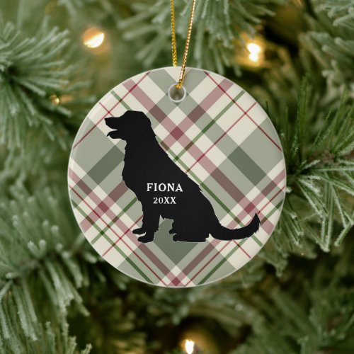Golden Retriever Dog Plaid Christmas Ornament