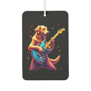Golden Retriever dog Playing Electric Guitar Rock Air Freshener