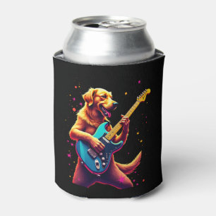 Golden Retriever dog Playing Electric Guitar Rock  Can Cooler