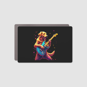 Golden Retriever dog Playing Electric Guitar Rock Car Magnet