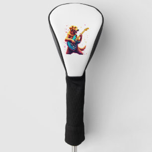Golden Retriever dog Playing Electric Guitar Rock  Golf Head Cover