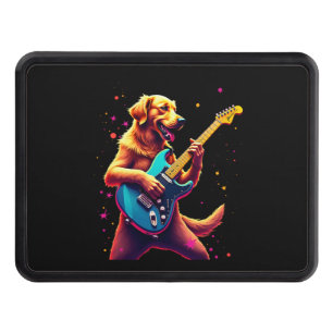 Golden Retriever dog Playing Electric Guitar Rock Hitch Cover