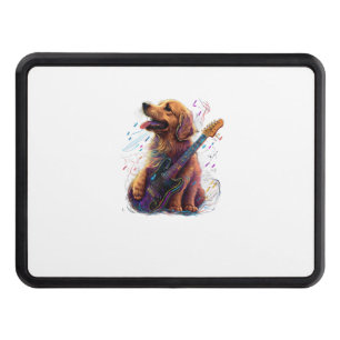 Golden Retriever dog Playing Electric Guitar Rock  Hitch Cover