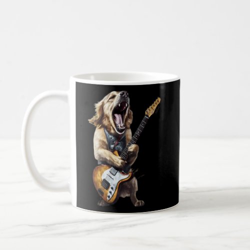 Golden Retriever Dog Playing On Electric Guitar Coffee Mug