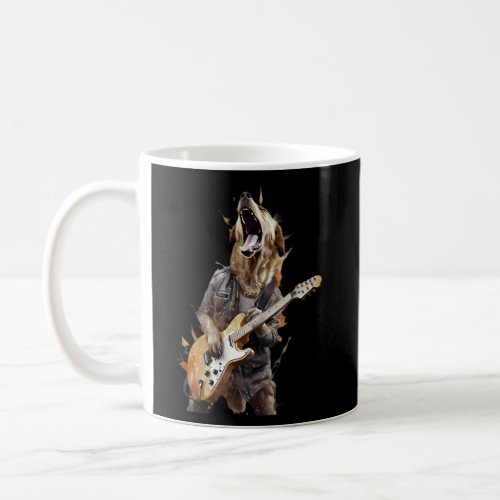 Golden Retriever Dog Playing On Electric Guitar Coffee Mug