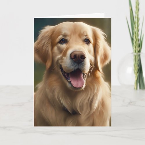 Golden Retriever Dog Portrait Blank Greeting  Card
