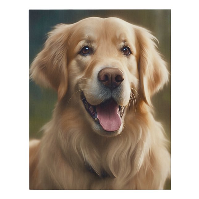 Golden Retriever Dog Portrait  Faux Canvas Print (Front)