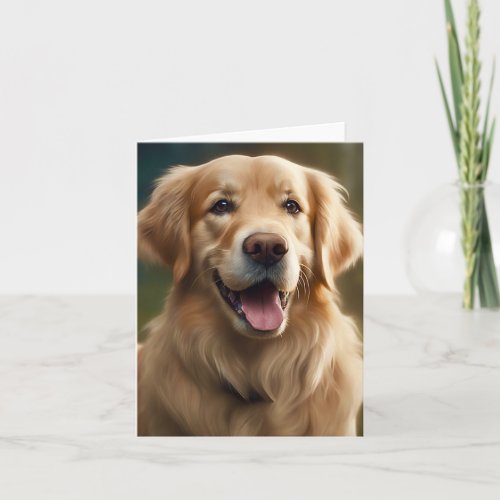 Golden Retriever Dog Portrait Pose Blank Greeting  Card