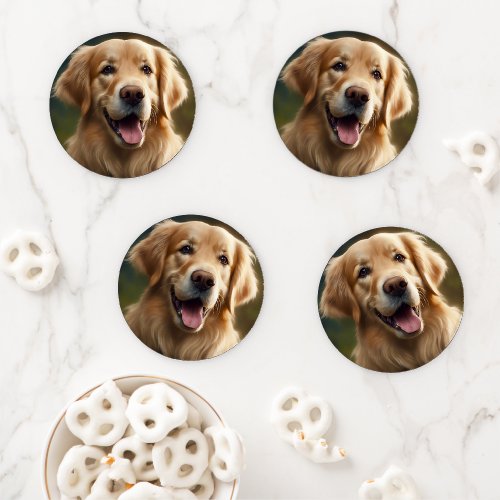 Golden Retriever Dog Portrait Pose  Coaster Set