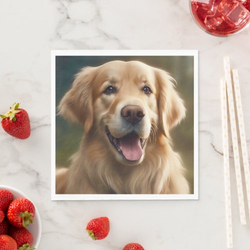 Golden Retriever Dog Portrait Pose Paper Napkins