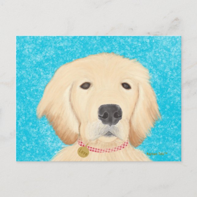 Golden Retriever Dog Postcard Blue Water (Front)