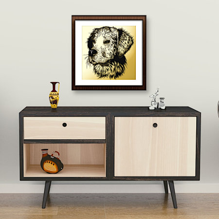 Golden Retriever Dog Profile Foil Prints