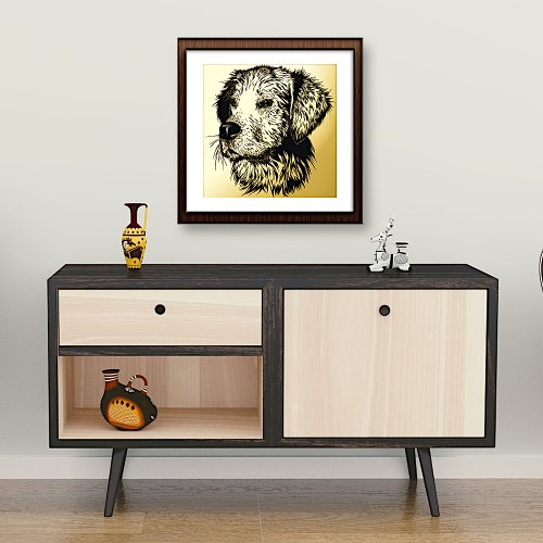 Golden Retriever Dog Profile Foil Prints