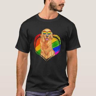 Golden Retriever Dog Rainbow Heart Pet   Gay Pride T-Shirt
