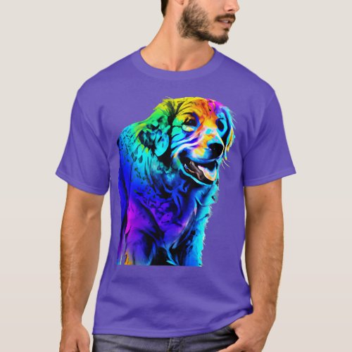 Golden Retriever Dog Rainbow Painting T_Shirt