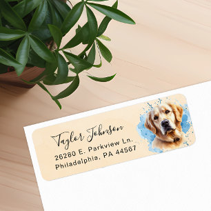 Golden Retriever Dog Return Address Label