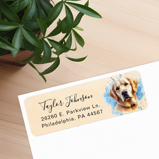 Golden Retriever Dog Return Address Label (Creator Uploaded)