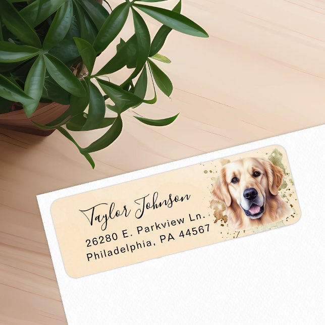 Golden Retriever Dog Return Address Label (Creator Uploaded)