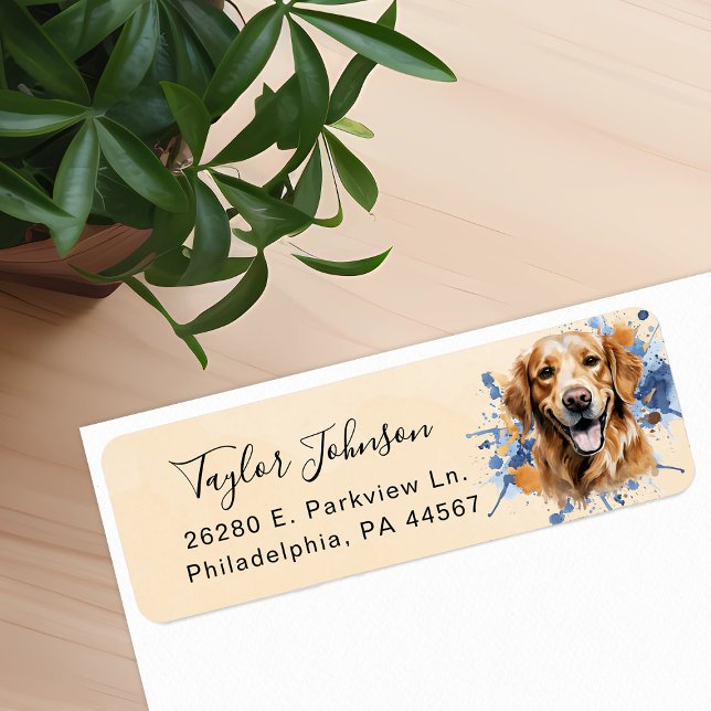 Golden Retriever Dog Return Address Label (Creator Uploaded)