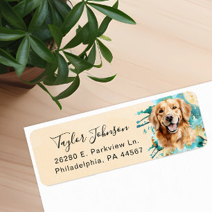 Golden Retriever Dog Return Address Label