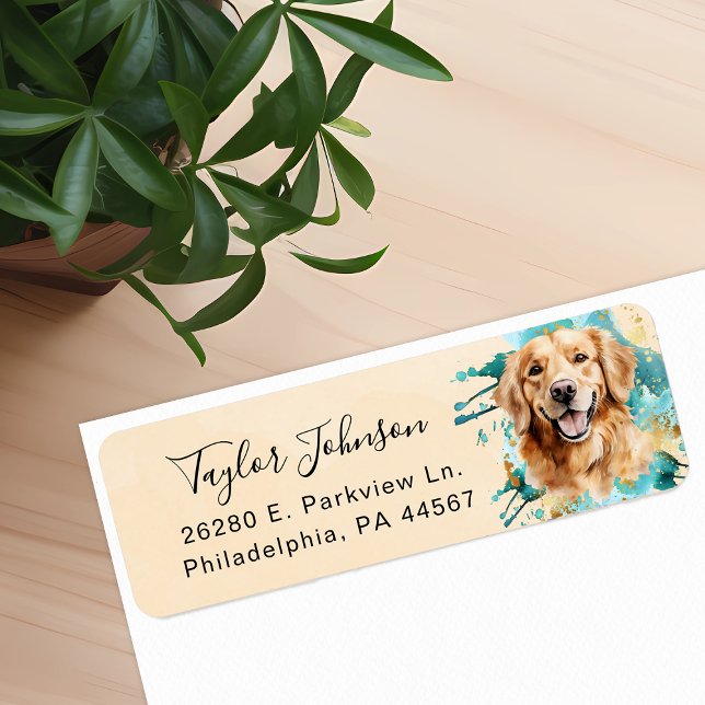 Golden Retriever Dog Return Address Label (Creator Uploaded)