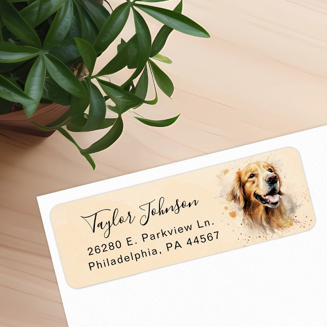 Golden Retriever Dog Return Address Label (Creator Uploaded)