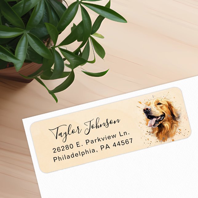 Golden Retriever Dog Return Address Label (Creator Uploaded)