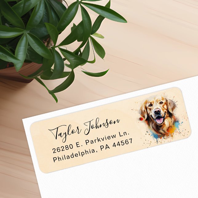 Golden Retriever Dog Return Address Label (Creator Uploaded)