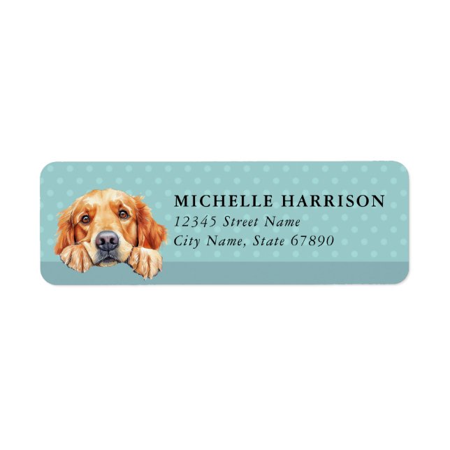 Golden Retriever Dog Return Address Labels (Front)