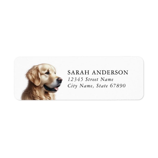 Golden Retriever Dog Return Address Labels (Front)