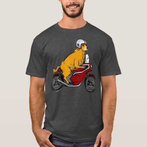 Golden Retriever Dog Riding Motorcycle  Funny T_Shirt