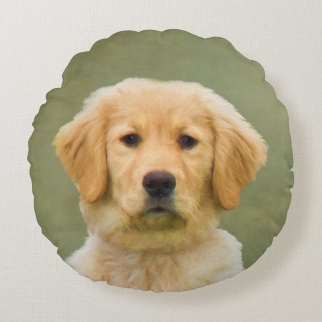 Golden Retriever Dog Round Pillow (Front)