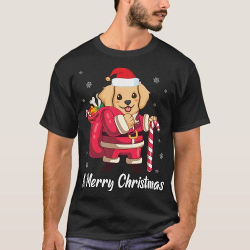 Golden Retriever Dog Santa Presents Snow A Merry C T_Shirt