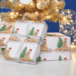 Golden Retriever Dog Santa Tree Merry Christmas Wrapping Paper<br><div class="desc">Add the finishing touch to your gifts this holiday season with this Merry Christmas golden retriever wrapping paper santa dog with tree, and matching decor. This golden retriever holiday wrapping paper features a watercolor dog with santa hat and a holiday tree. This golden retriever christmas wrapping paper will be a...</div>