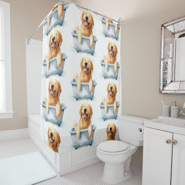 Golden Retriever Dog Shower Curtain (In Situ)