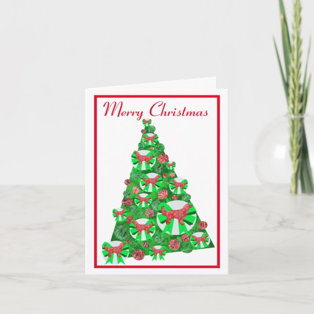 Golden Retriever Dog Silhouette Christmas Tree Card (Front)