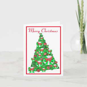 Golden Retriever Dog Silhouette Christmas Tree Card