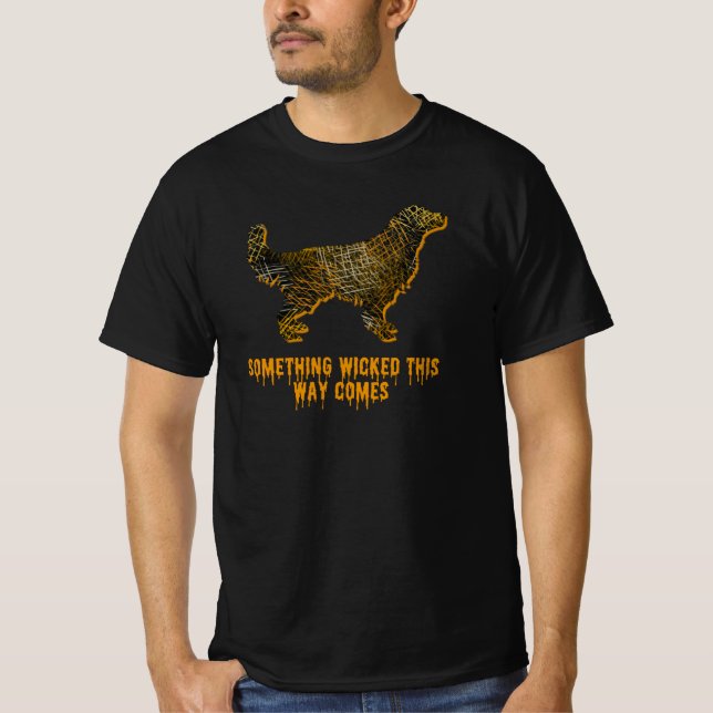 Golden Retriever Dog Silhouette Fun Halloween T-Shirt (Front)