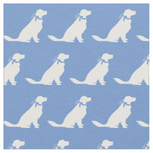 Golden Retriever Dog Silhouette Pet Light Blue Fabric