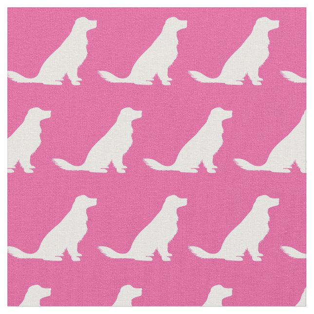 Golden Retriever Dog Silhouette Pet Pink Fabric (Close Up)