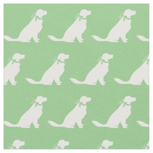 Golden Retriever Dog Silhouette Pet Sage Green Fabric
