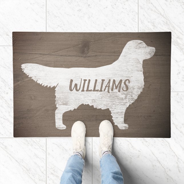Golden Retriever Dog Silhouette Rustic Style Doormat (Indoor)